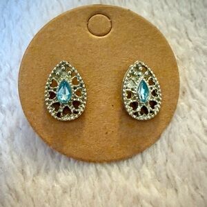 Blue Teardrop Stud Earrings